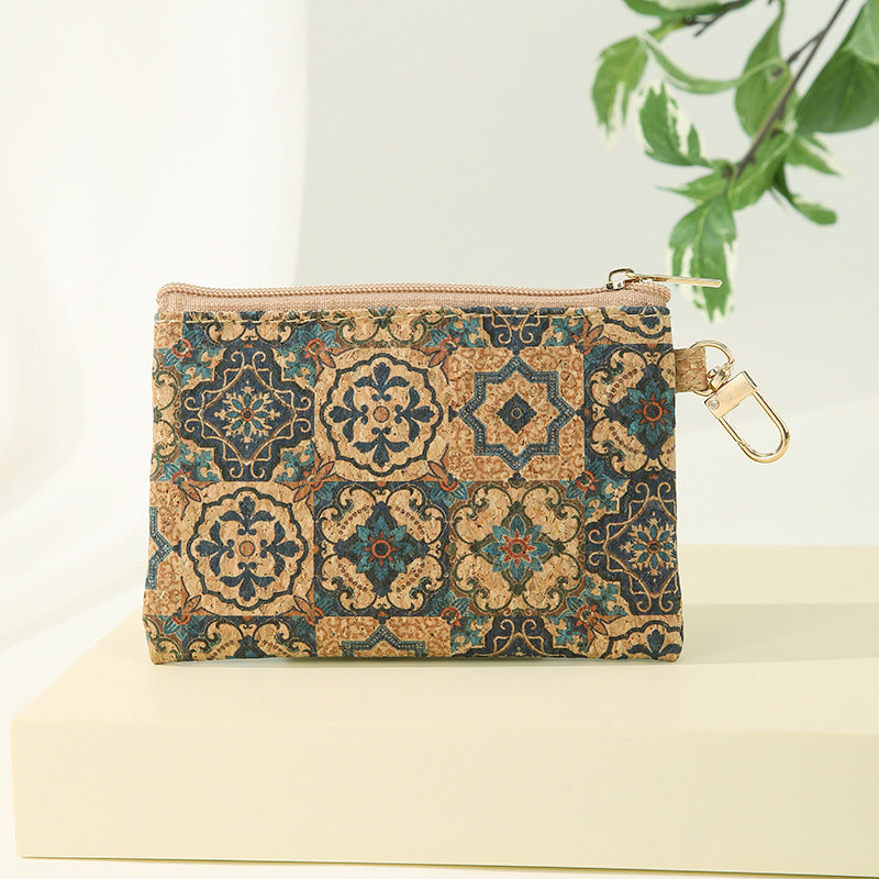 Wholesale 8pcs/pack Square Cork Coin Purse Card Holder Key Bags